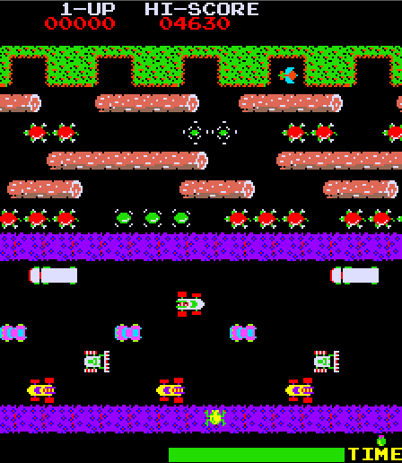 Screenshot des Arcade-Frogger-Spiels