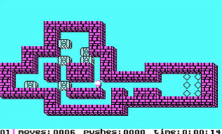 Level 1 des Sokoban-Spiels von 1988 für DOS